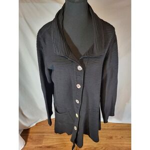 CMC Color Me Cotton Black Size Large Tunic Jacket Lagenlook Artsy Textured